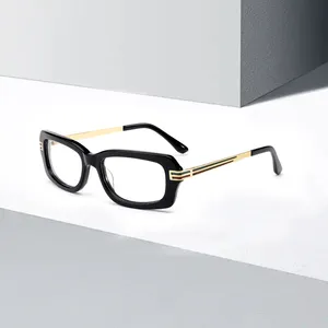 Bán buôn New 2024 kính đen chất lượng cao vint tuổi Eyewear Acetate thiết kế unisex nhỏ khung hình chữ nhật kính