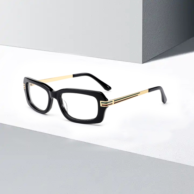 Wholesale New 2024 Glasses Black High Quality Vint Age Eyewear Acetate Design Unisex Small Frame Rectangle Eyewear