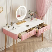Nouvelle conception 2026, commode moderne rose, extensible, chambre d'enfant, miroir éclairé, coiffeuse en bois, table de maquillage, petit espace