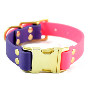 2023 grosir anjing peliharaan warna khusus kontras kalung PVC Set tali kulit personalisasi padat dapat mencetak nama anjing - Product Image 3