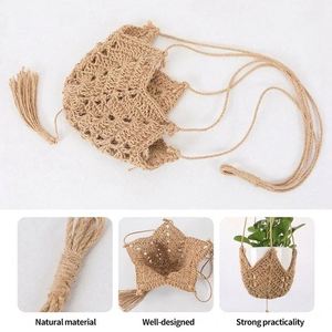 Bầu Trời thực vật nồi lưới Deco lưới 10 inch UK Treo Giỏ dệt trong chậu 12 Chậu 8 móc áo màu đen khay hoa trong nhà - Product Image 5