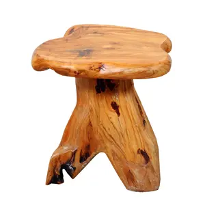Taburete artesanal tallado de raíz de árbol de madera Natural, Banco artesanal, silla de tocón de registro de comedor, banco para exteriores, taburete de raíces de cedro de madera