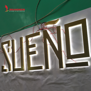 Brandnewsign nhà sản xuất tùy chỉnh nhà hàng Logo 3D Backlit khách sạn <span class=keywords><strong>v</strong></span>àng thép không gỉ thư dấu hiệu <span class=keywords><strong>LED</strong></span> ánh sáng ngoài trời kim loại dấu hiệu - Product Image 3