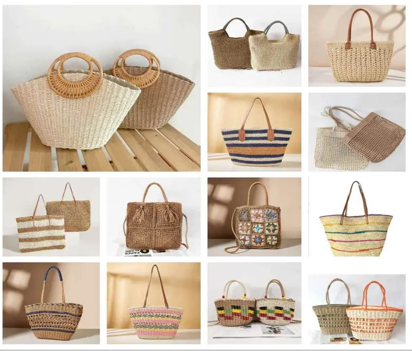 2024 Strandtas Rotan Stro Dames Luxe Crossbody Tas Kleurrijke Regenboog Gebreide Tas Handgemaakte Gehaakte Damestas Handtas