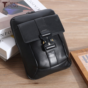 Bolso Bandolera de Cuero Genuino para Hombre Tiding, Color Negro, para Viajes de Verano, Unisex - Product Image 2