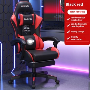 Sillas de juego reclinables ajustables grises ejecutivas con función de masaje <span class=keywords><strong>Silla</strong></span> de juego de elevación ergonómica con reposapiés - Product Image 3