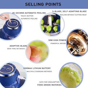 Pelador de Frutas y Ajos Eléctrico Pequeño para el Hogar, Cuchilla de Acero Inoxidable Automática, Apto para Lavavajillas, Fácil de Limpiar - Product Image 5