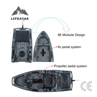Kayak à pédales de 2,74 m pour la pêche et les loisirs nautiques – Modèle 2026 populaire, stable, monoplace avec pédales