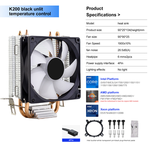 Wanmisle Factory Hot Sale RGB 90mm Efficient Cooling CPU Cooler for X79/X99/X299 <b>Motherboard</b> 2 Heat Pipes 4 Pin PWM Copper High - Product Image 5