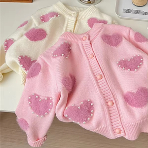 Rosa casa 2025 primavera nuovo stile bambina maglione caldo per bambine dolce maglia per il tempo libero - Product Image 1