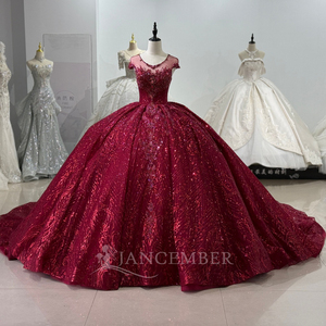 Robe de soirée vintage XS219 à manches courtes, bordeaux, pailletée, pour soirée - Product Image 2