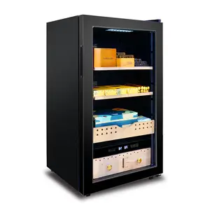 Josoo Single Tea Cabinet Cigar Humidor Wine Refrigeration Equipment 67Bottles Wine Cooler With Cedar And Beech Wood Shelf