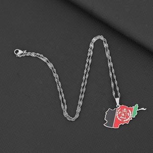 Collar de Acero Inoxidable con Colgante de <span class=keywords><strong>Mapa</strong></span> y Bandera de País, Cadena para Suéter, Colgante de <span class=keywords><strong>Mapa</strong></span> de Afganistán para Adolescentes - Product Image 5