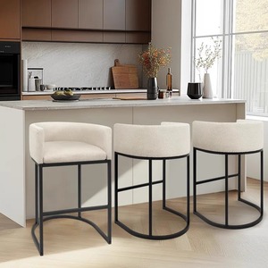Tabourets <span class=keywords><strong>de</strong></span> <span class=keywords><strong>bar</strong></span> modernes à dossier haut, fauteuils en tissu lin avec structure métallique pour hôtels, salles à manger, îlots <span class=keywords><strong>de</strong></span> cuisine et usage commercial - Product Image 1
