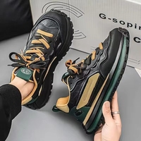 Chaussures de sport décontractées pour hommes, style vintage, à plateforme épaisse, avec blocs de couleur, semelle souple absorbant les chocs, pour la marche quotidienne et les activités de plein air