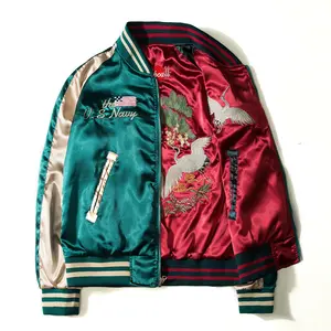 Wholesale Double Sided Crane Embroidered Couple Jacket Sukajan Jacket
