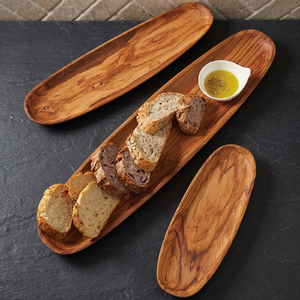 Plato de Servir de Madera de Acacia Grabado, Ecológico, de Estilo Vintage, con Base, Forma Irregular, Diseño Sólido, Apto para Alimentos, para Fiestas - Product Image 1