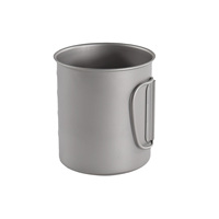 Tasse en titane pour camping en plein air, ultralégère, 450ml, tasse en acier inoxydable