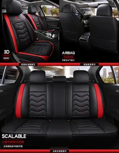 Fundas de asiento de coche, juego completo con soporte Lumbar, cubierta de asiento de coche, accesorios de cojín, Airbag de cuero Compatible con 5 asientos