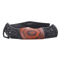 Léger noir 2.17 "Clip Point lame fleur gravé traversin Dymonwood échelles serrure arrière lanière trou couteau pliant pour EDC