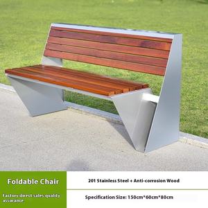 Banco de parque al aire libre de madera maciza de estilo europeo, asiento de respaldo anticorrosión para Patio, silla de ocio doble moderna para patio de Metal - Product Image 6