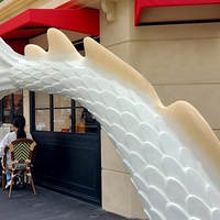 Sculpture de dragon géant en résine et fibre de verre, art urbain paysager, décoration de jardin, statue de dragon en résine de grande taille pour extérieur