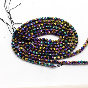 Perline all'ingrosso perline di ematite perline di ematite sfaccettate di colore arcobaleno da 4 mm per la creazione di gioielli
