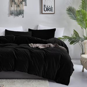 Bộ chăn bông nhung đen California <span class=keywords><strong>King</strong></span> bao gồm 1 chăn 2 vỏ gối đơn giản mềm mại thoáng khí cho mọi mùa - Product Image 3