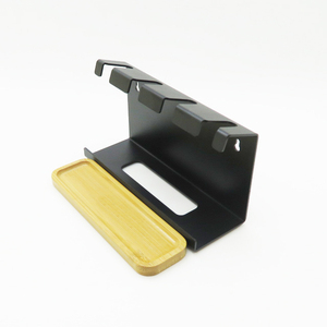 Porte-<span class=keywords><strong>brosse</strong></span> à dents WELAND en acier inoxydable avec revêtement en poudre pour 4 têtes de <span class=keywords><strong>brosse</strong></span> à dents avec plateau d'égouttement en bambou - Product Image 6