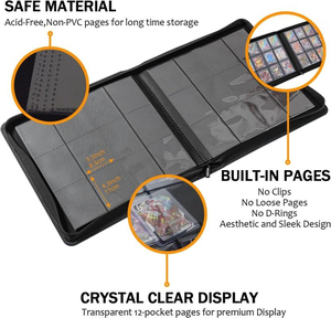 Y Y Junmei 12 Pockets PU Leather PTCG Card Binder 336 Side Loading Card Album with Zipper Portable Trading Card Storage Case - Product Image 4
