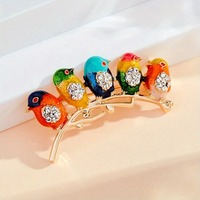 Femmes Hommes Creative Colorful 5 Birds Broches Badges Cute Unisex Bag Clothing Pins Accessories