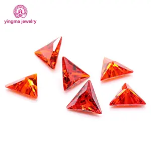 Yingma manufacturer price 3*3mm-10*10mm hot selling gems orange color loose zircon triangle cut cubic zirconia for jewelry