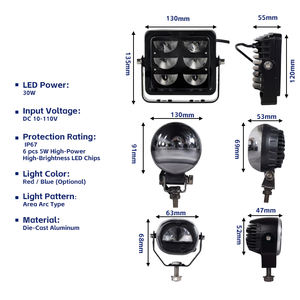 Lumière d'avertissement en <span class=keywords><strong>arc</strong></span> pour chariot élévateur à fourche LED 10-110V 30W, forme en U, lampe de sécurité halo, IP67, rouge bleu, indicateur de zone dangereuse pour chariot élévateur à fourche lourd - Product Image 4
