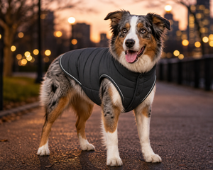 Chaleco acolchado para perros con ribete reflectante, sin mangas, con cierre de broches, para perros de razas medianas y grandes. - Product Image 1