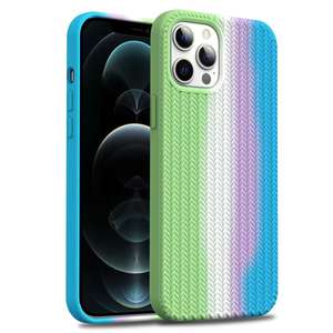 Funda de Teléfono de Lujo <span class=keywords><strong>con</strong></span> Textura Tejida, Antigolpes, de TPU Suave <span class=keywords><strong>con</strong></span> Forro de Microfibra, 28 Colores para 17 16 15 14 Pro Max - Product Image 2