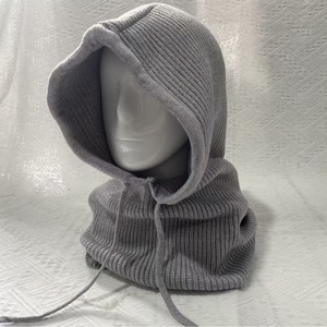 Wool Blend Hooded Hat Off White Unisex Warm Neck Protection Foldable Autumn <b>Winter</b> <b>Cap</b> - Product Image 2