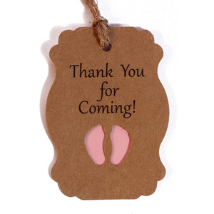 Merci d'être venu pieds étiquettes en papier kraft brun avec ficelle de jute cadeau fête d'anniversaire faveur étiquettes d'emballage bébé naissance boîte-cadeau - Product Image 5