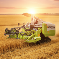 Moissonneuse-batteuse agricole Wubota pour riz, avec chenilles en caoutchouc 500*90*53mm, pour céréales, à alimentation complète