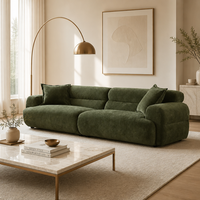Canapé modulaire 3 places en chenille courbé, écologique et luxueux, style nuage, profil bas, assise extra profonde pour salon