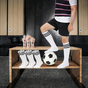 Chaussettes de football montantes de haute qualité, motif lettres, en polyester/coton, personnalisables avec logo, pour adultes, vente en gros directe usine - Product Image 3