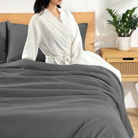 Ensemble de draps en microfibre brossée écologique 600TC super doux à poches profondes couleur unie emballage plastique certifié OEKO-TEX
