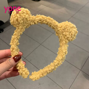 Bandeau pour cheveux en peluche style pompon coréen, bandeau pour cheveux en peluche style ours, bandeau pour cheveux mignon pour filles - Product Image 2