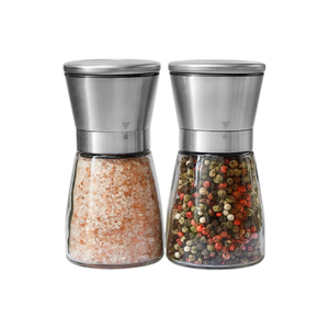 Moulin à poivre manuel de qualité supérieure avec meule en céramique, réglage de la grosseur, pour assaisonnement de cuisine, rechargeable, en verre, pour épices, sel et poivre - Product Image 1