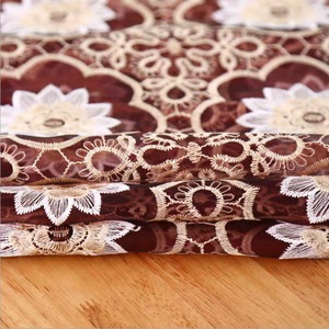 Luxury <strong>Red</strong> Wedding <strong>Tablecloth</strong> Embroidered Lace Organza Overlay Floral Rosette <strong>Table</strong> for Christmas Polyester <strong>Table</strong> Cloth for Day - Product Image 5