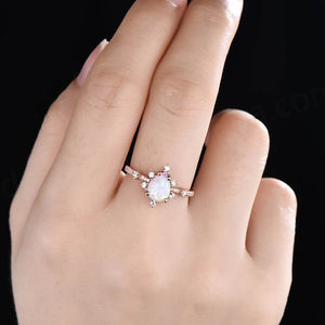 Newest <b>Opal</b> Jewelry Teardrop 925 Sterling <b>Silver</b> Dainty <b>Opal</b> <b>Ring</b> for Girls - Product Image 3