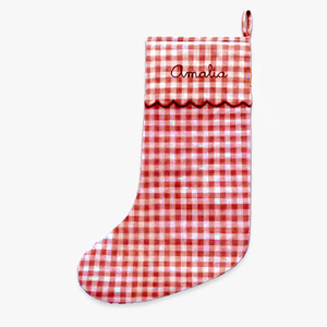 Embroidered Sock Cuffs Ruffle Green Pink Gingham <strong>Candy</strong> Cute Gift <strong>Christmas</strong> <strong>Stockings</strong> - Product Image 5