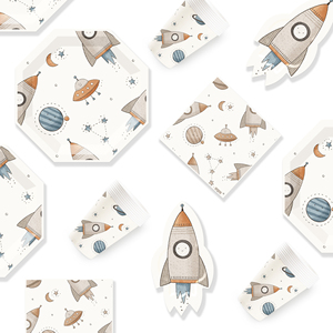 Juego de Vajilla Temática de Astronauta del Espacio Exterior DAMAI, Platos con Forma de Cohete para Niños, Kit de Fiesta de Cumpleaños para Niños - Product Image 4