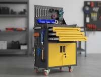 Banc de travail robuste avec armoire intégrée, armoire à outils pour mécanicien pour atelier