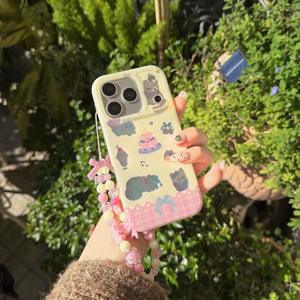 Coque de téléphone personnalisée avec motif animal Cake <span class=keywords><strong>Cat</strong></span> Laser Rhinestone pour iPhone 15/14/13/12 avec cordon de protection - Product Image 4