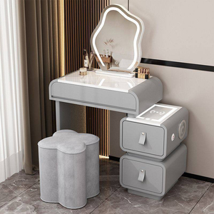 <span class=keywords><strong>Table</strong></span> de toilette en bois haut de gamme avec tabouret, blanc crème, commode intelligente avec rangement, <span class=keywords><strong>table</strong></span> de maquillage moderne pour fille avec haut-parleur - Product Image 2